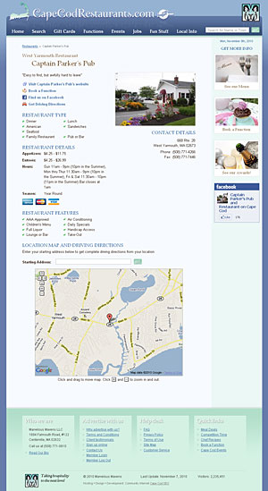 Cape Cod Restaurants home page