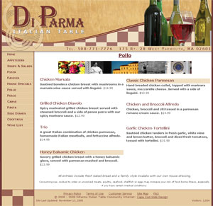 Di Parma Italian Table inside page