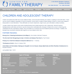 Center for Family Therapy: Types of Therapy