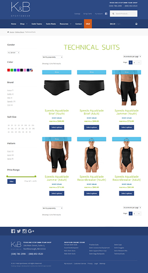 K&B Sportswear home page