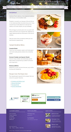King's Inne Breakfast page