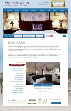 Old Manse Rooms page