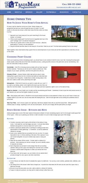 Trademark Professionals - Home Owner Tips page