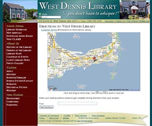 West Dennis Library directions page