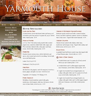 Yarmouth House Restaurant menu page